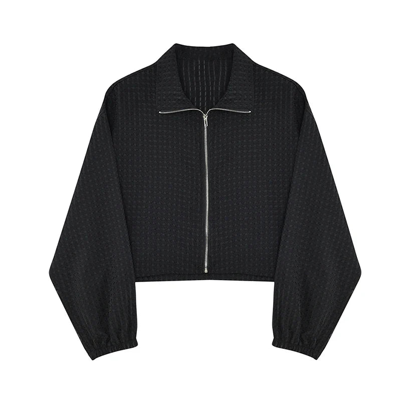 sanyamk Men's Hollow Out Design 2024 Elegant Casual Jackets Personality Thin Outerwear Short Coat Korean Fashion New Tops