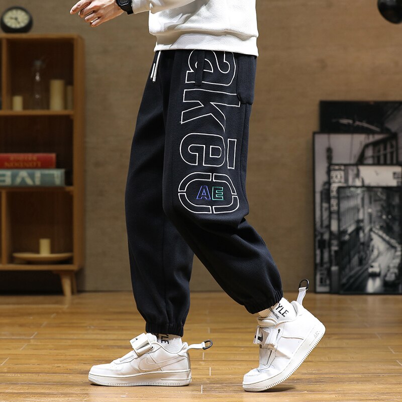 sanyamk Spring Autumn Letter Harem Pants Men casual pants Hip Hop Streetwear Black Grey Loose Sweatpants Jogger Plus Size Baggy Trouser