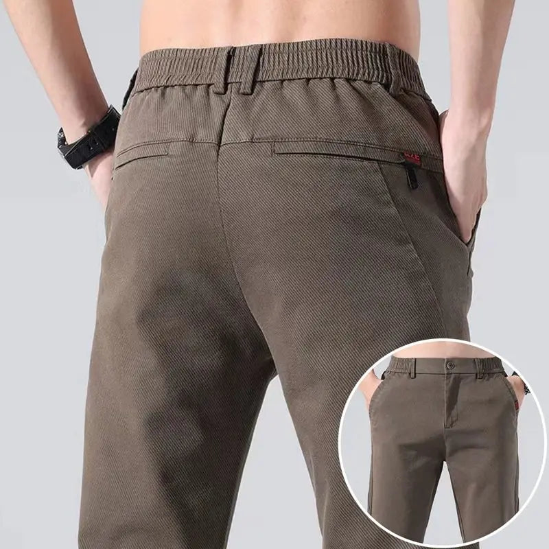 sanyamk Brand Cotton Slim Suit Pants Formal Business Men Elastic Waist Solid Color Long Casual Pant Male Slacks Trousers A316