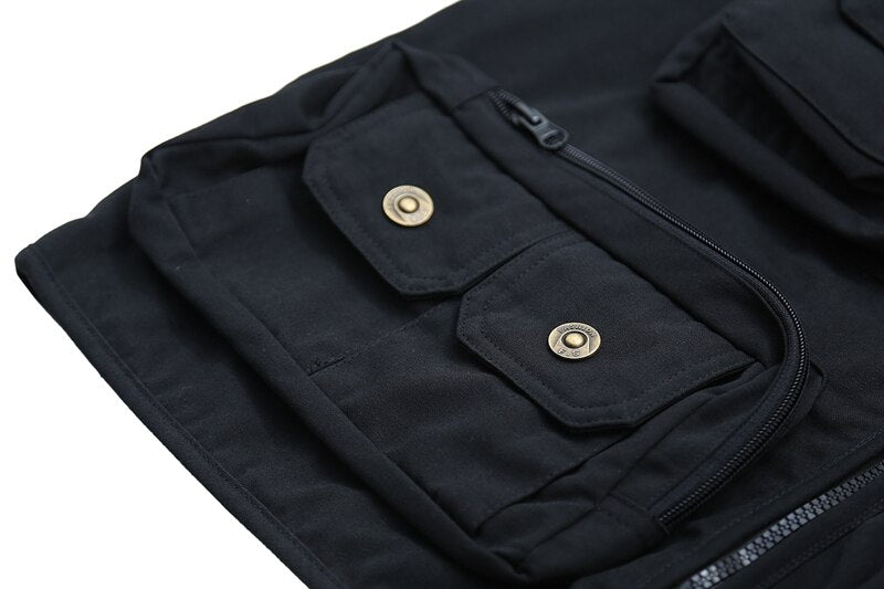 Bonsir High Street Multi-pockets Sleeveless Zipper Jackets for Male and Female Retro V Neck Oversized Autumn Tank Tops Loose Vest