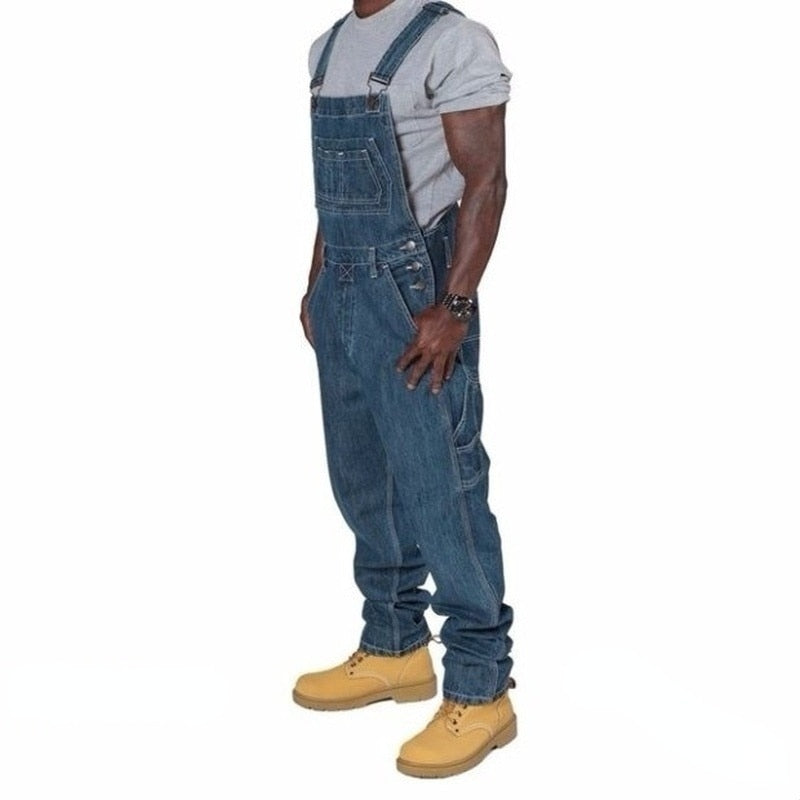 sanyamk Fashion Men Jeans New Suspenders Casual Multi-pocket Jeans Loose Pants Men Clothing Plus Size Overalls Trend Denim Pants