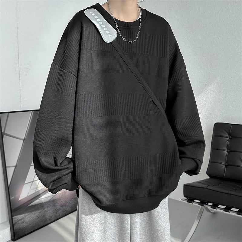 Bonsir 2024 Hoodies Jacquard Sweatshirt Mens White Pullover Streetwear Casual Fashion Clothes Mens Oversized Korean Harajuku T Shirt