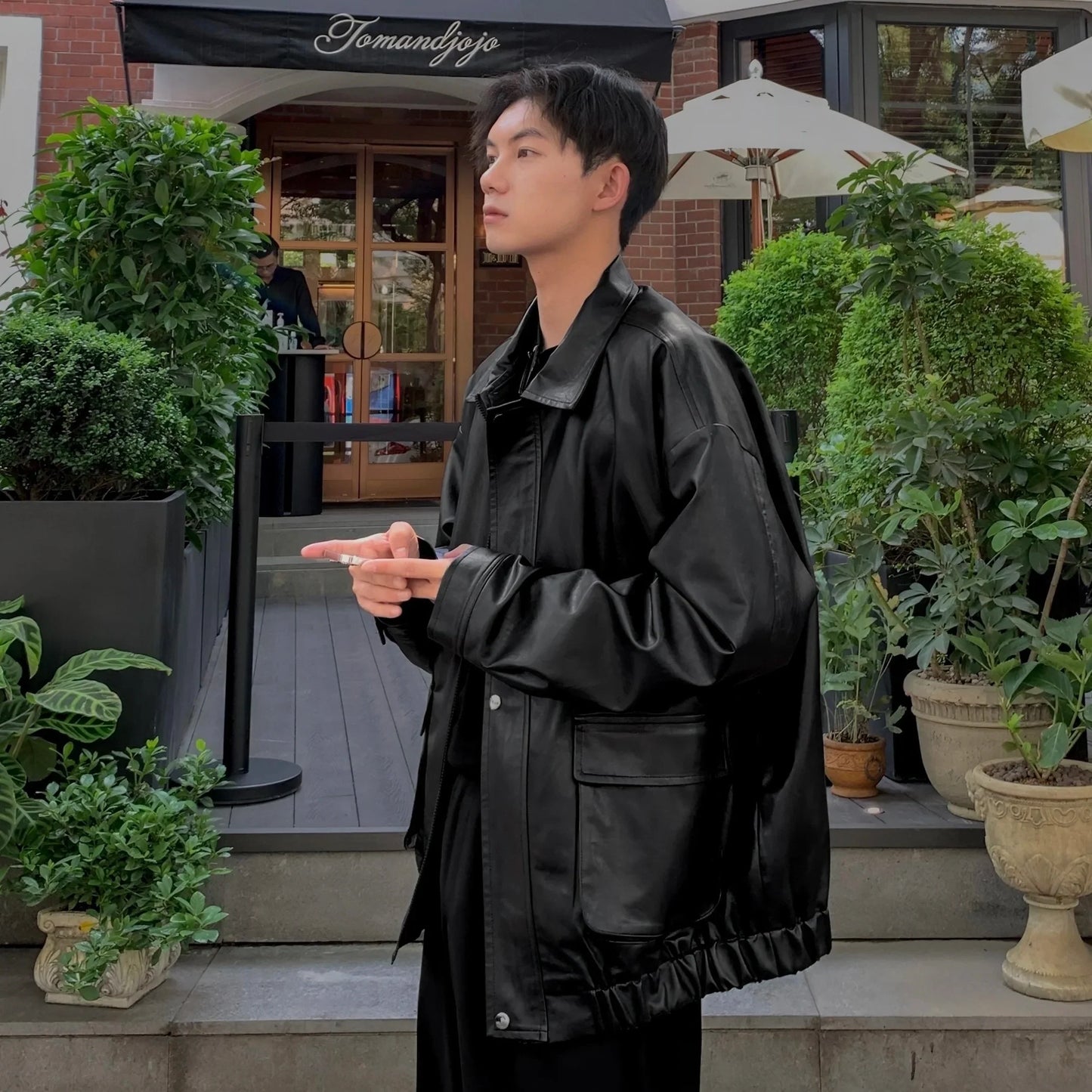 BONSIR - Vintage PU Leather Jacket Men 2024 New Big Pocket High Quality Jackets Mens Fashion Motorcycle Causal Coat 5XL-M