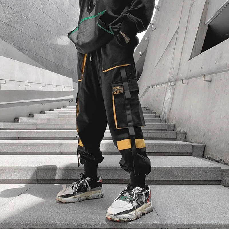sanyamk Techwear Cargo Pants Men Harajuku Cargo Trousers Male Hip Hop Loose Casual Streetwear Japanese Men Clothing Patchwork