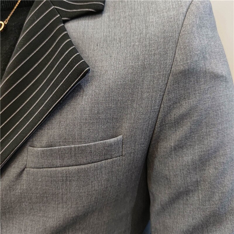sanyamk Korean Patchwork Suit 2 Piece Suit Blazer Men Suit Set Slim Fit Tuxedo Suit Blazer Suit Men Stylish Blazer Stage Party Club