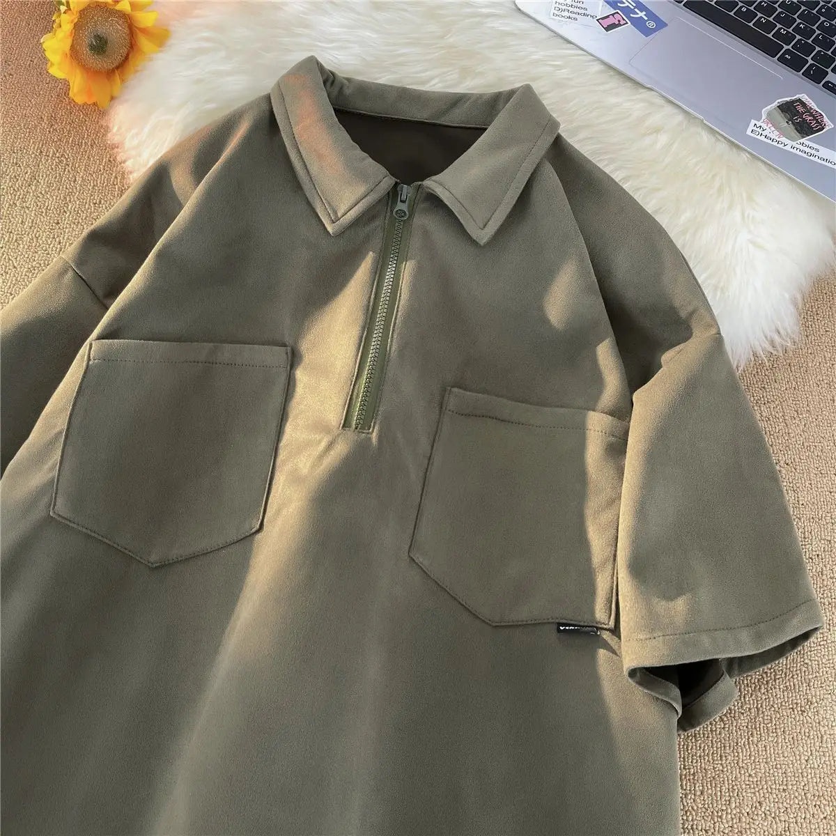 sanyamk American street hip-hop simple and personalized summer Polo short sleeved men and women trend loose casual T-shirt top harajuku