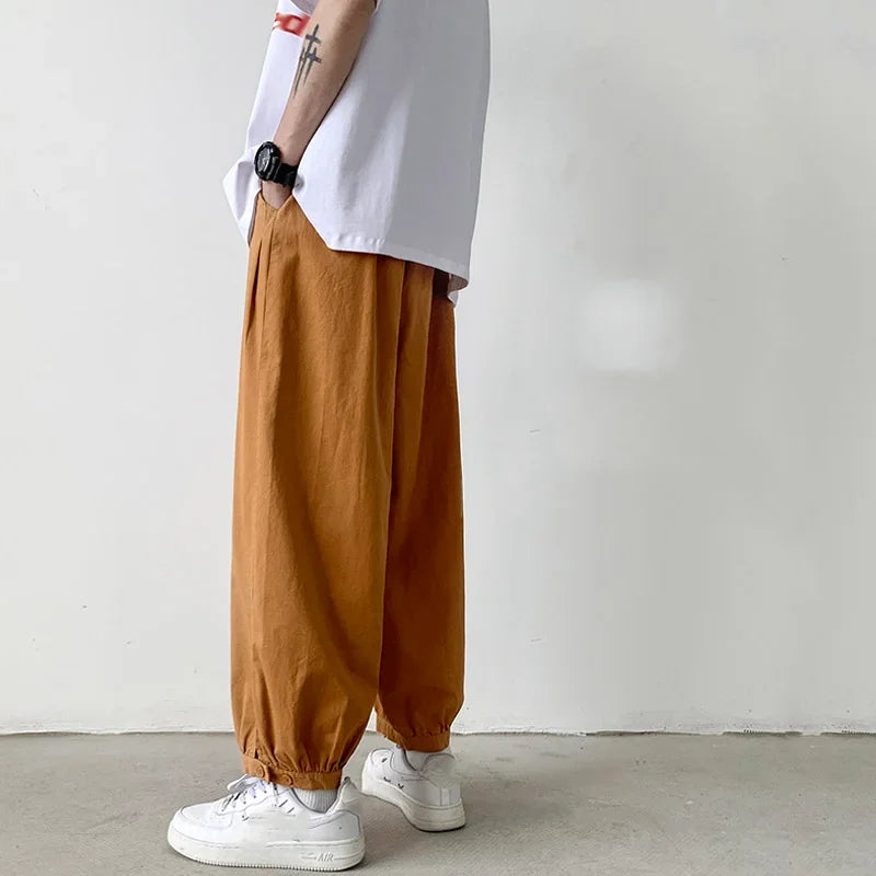sanyamk - Mens Harem Pants Straight Streetwear Loose Ankle Length Unisex Sweatpants