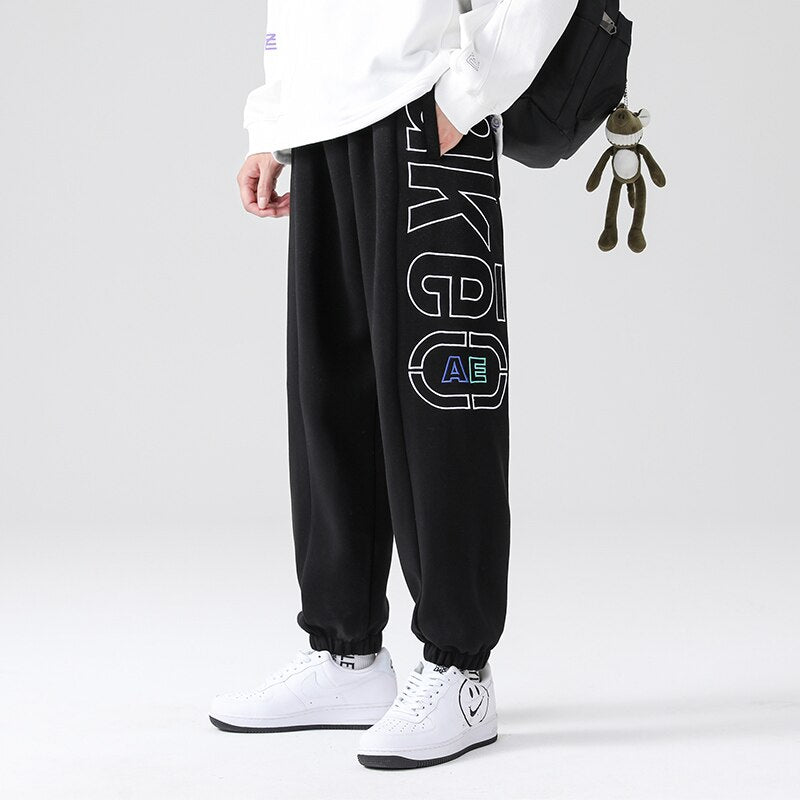 sanyamk Spring Autumn Letter Harem Pants Men casual pants Hip Hop Streetwear Black Grey Loose Sweatpants Jogger Plus Size Baggy Trouser