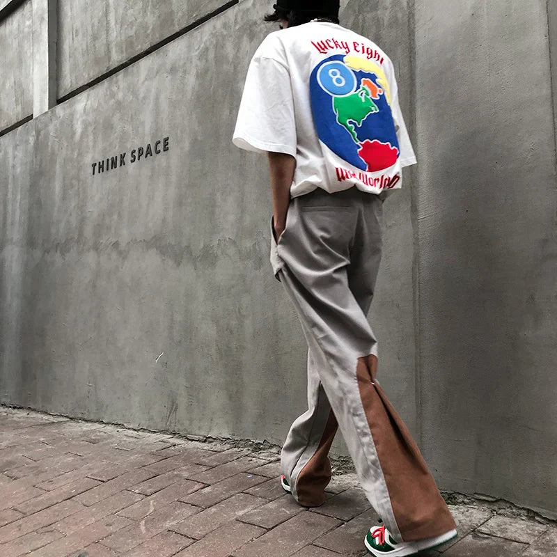 Bonsir - Street High Vibe Style Cargo Pants Men's Fashion High Street Pants Overalls Color Block Patchwrok Button Trousers 2Y5808