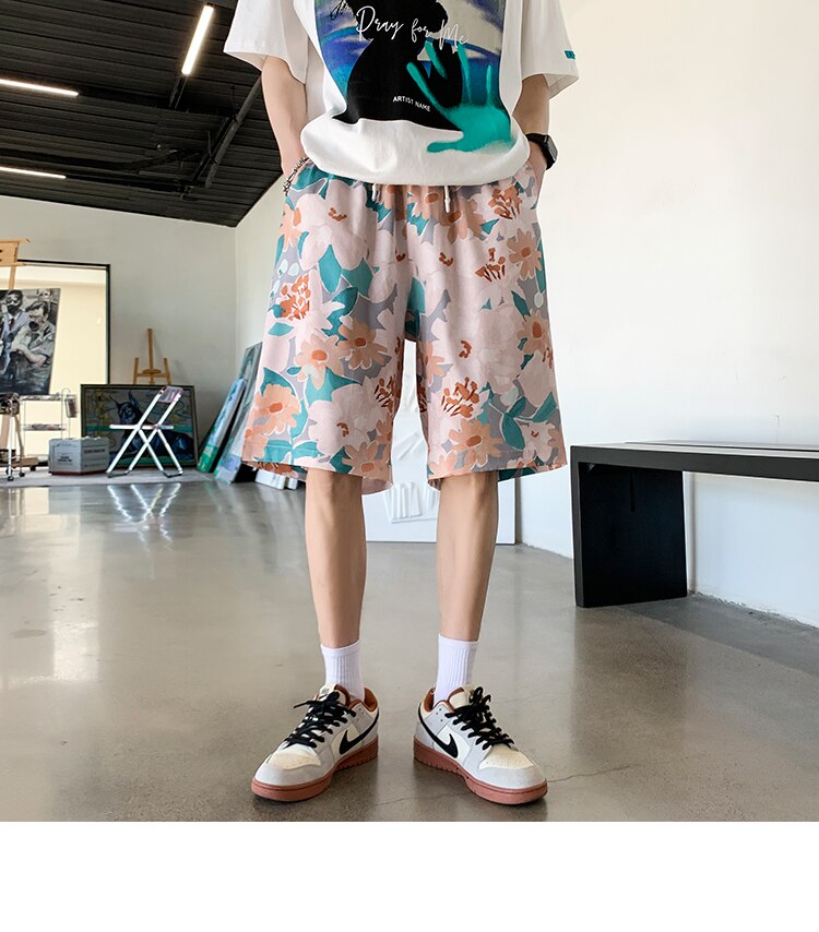 Bonsir Anime Graffiti Mens Summer Casual Shorts Neutral Fashion Hip Hop Cotton Sweat Short Pans Men's Joggers Beach Short Sweatpants