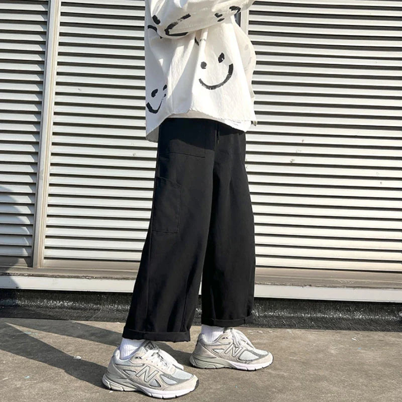 sanyamk - Spring Summer Casual Pants Men's Fashion Loose Straight Wide Leg Pants Men Streetwear Hip-hop Sweatpants Mens Daily Trousers