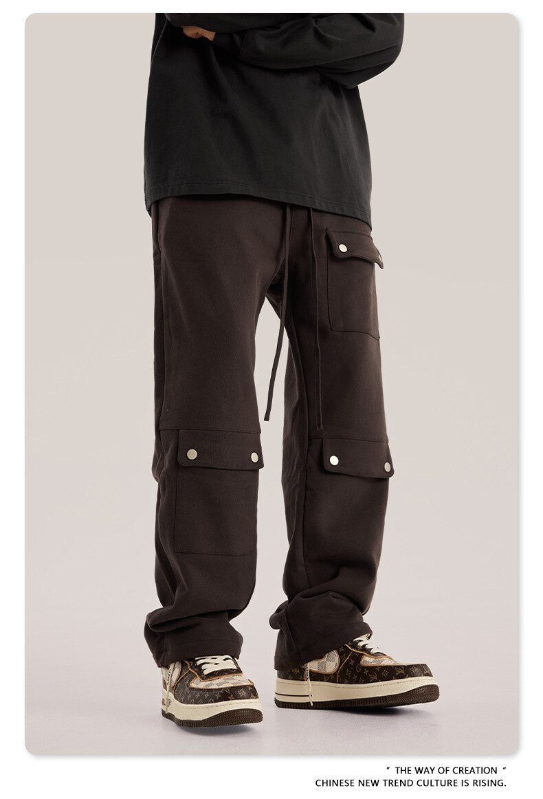 sanyamk Autumn Warm Vintage Green Cargo Pants Men Cargo Trousers Male Loose Casual Streetwear Hip Hop Pockets Men's Clothing