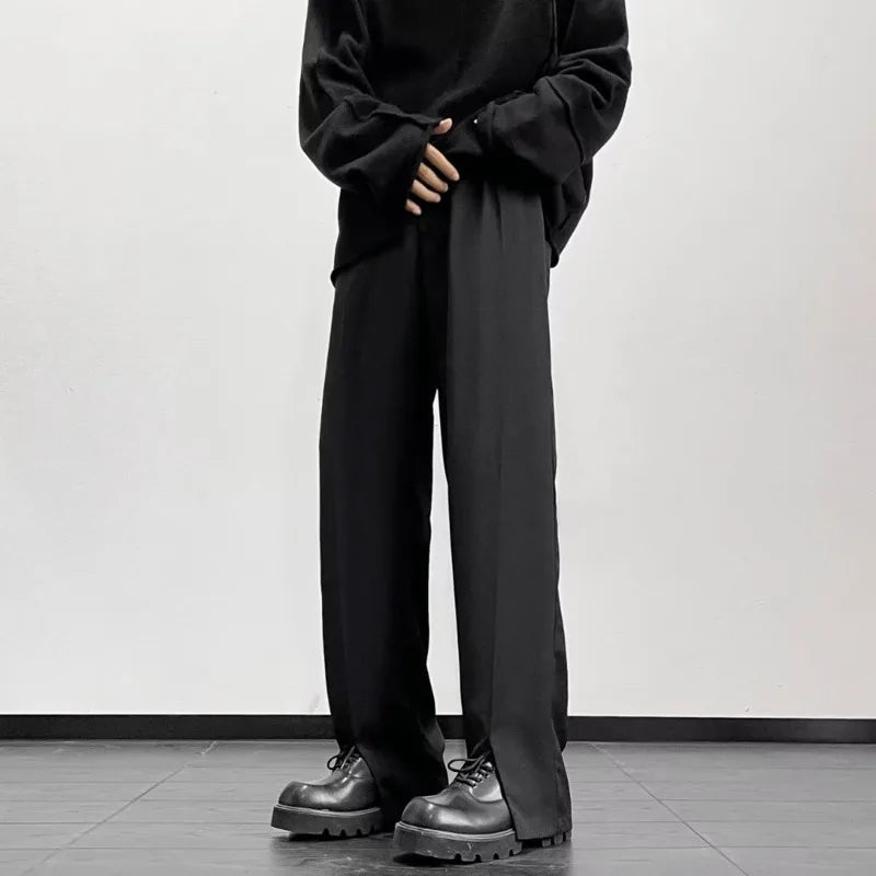 sanyamk Black Suit Pants Men Plus Size Social Mens Dress Pants Korean Loose Straight Casual Pants Mens Office Formal Trousers M-5XL