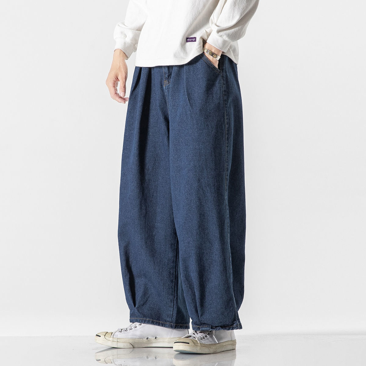 Bonsir Big Pocket Straight Jeans Oversize Trend Fashion Casual Mopping Overalls Trousers Hiphop High Street Loose Washed Denim Pants