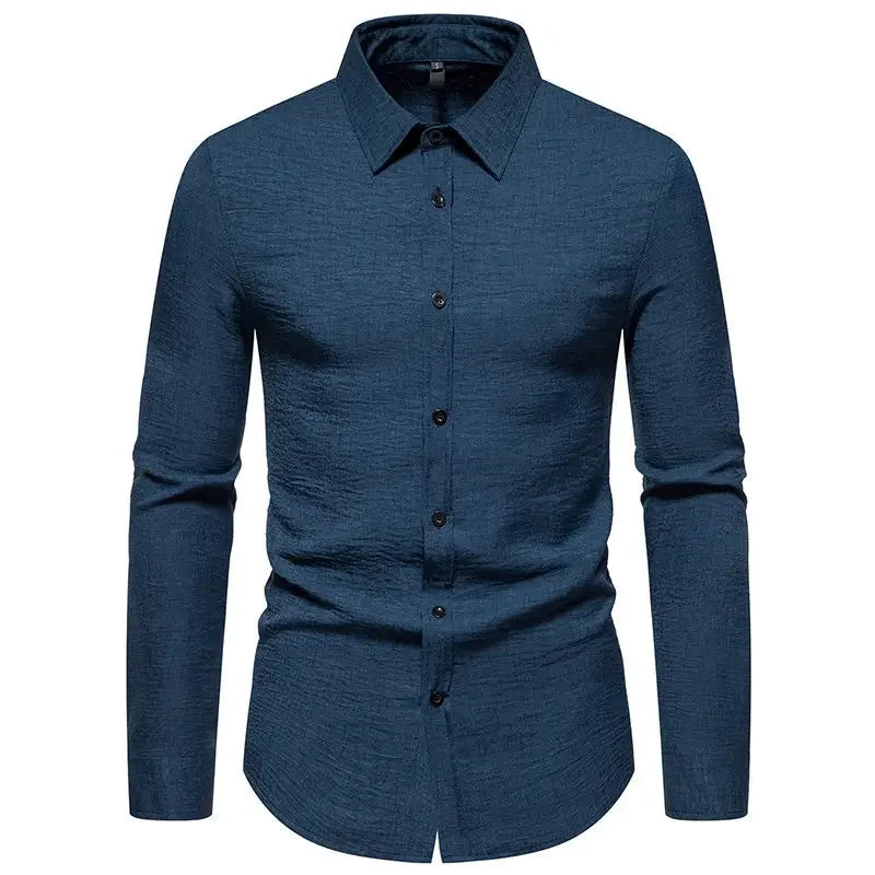 BONSIR - Autumn/Winter New Shirt Men's Solid Color Fashion Casual Long Sleeve Shirt Trendy Top Men