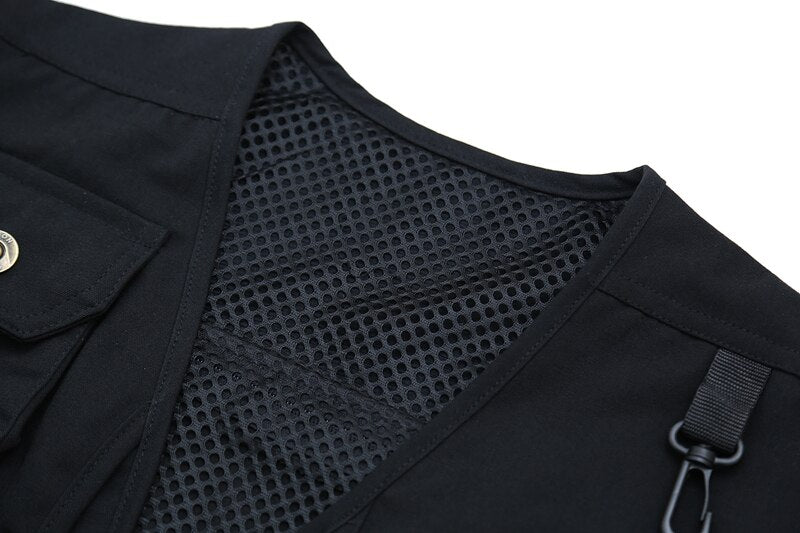 Bonsir High Street Multi-pockets Sleeveless Zipper Jackets for Male and Female Retro V Neck Oversized Autumn Tank Tops Loose Vest
