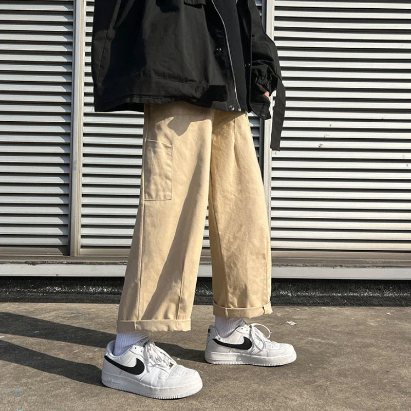sanyamk - Spring Summer Casual Pants Men's Fashion Loose Straight Wide Leg Pants Men Streetwear Hip-hop Sweatpants Mens Daily Trousers