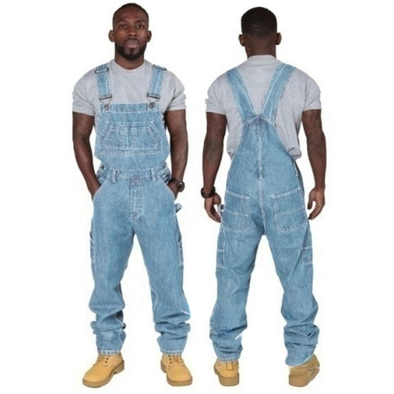sanyamk Fashion Men Jeans New Suspenders Casual Multi-pocket Jeans Loose Pants Men Clothing Plus Size Overalls Trend Denim Pants
