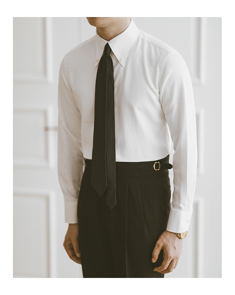 Bonsir Fall Men Business Solid Color Shirt Long Sleeve Slim Fit Hairstylist Shirts Men Office Tuxedo Shirt Social Herren Hemd