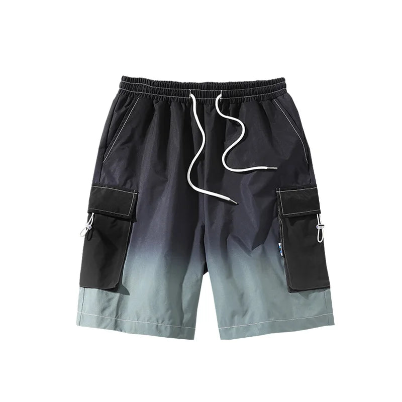 sanyamk - Men's Gradient Straight Shorts Summer New Fashion Loose Short Pants Male Streetwear Casual Shorts Green/Yellow/Blue/salmon pink