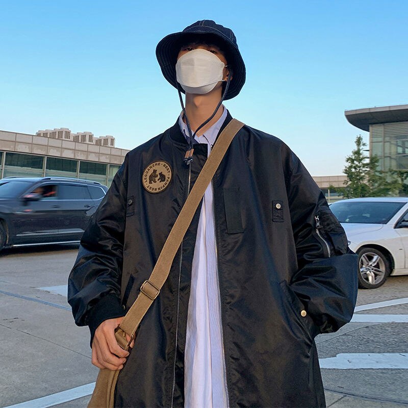 Bonsir Large Size Men's Fashion Bomber Jackets Autumn New Male Loose Coats Harajuku Unisex Outerwear Brand Clothing