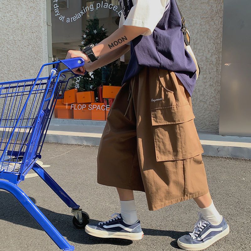 Bonsir Wide Leg Shorts Men Short Oversize Vintage Men's Shorts for Summer Clothing Mens Sports Bermuda Running Workout Cargo Pants