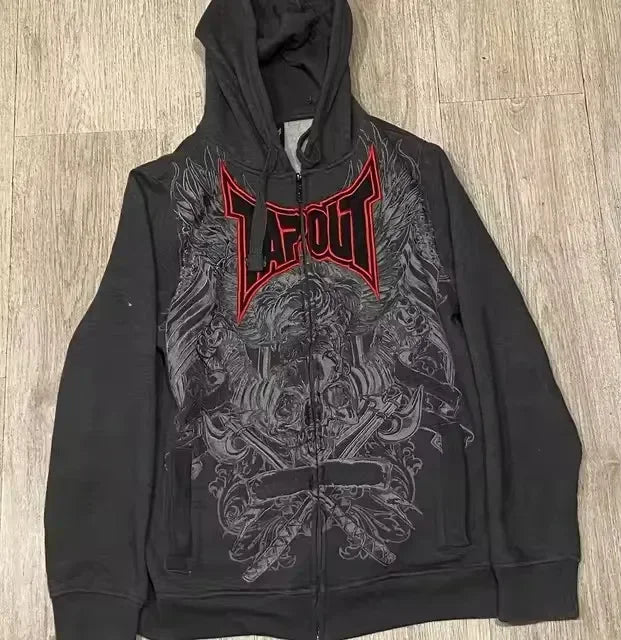 sanyamk - Streetwear Hoodies Y2K Men Women Clothes American Retro Skull Graphic Print Oversized Hoodies Sweatshirts Rock Pullover Hoodies