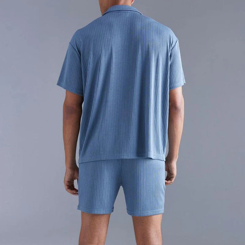 sanyamk - Trendy Buttoned Lapel Shirts And Shorts Mens Two Piece Sets Spring Summer Beach Casual Breathable Thin Solid Color Shirt Outfit