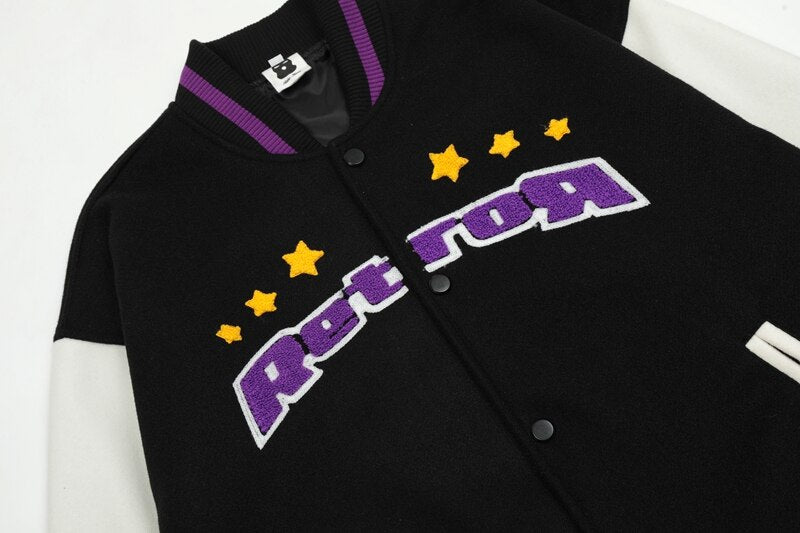 Bonsir Contrast Color Letter Flocking Embroidery Stand Winter Jackets for Men and Women Patchwork Streetwear Windbreaker Oversize Coat