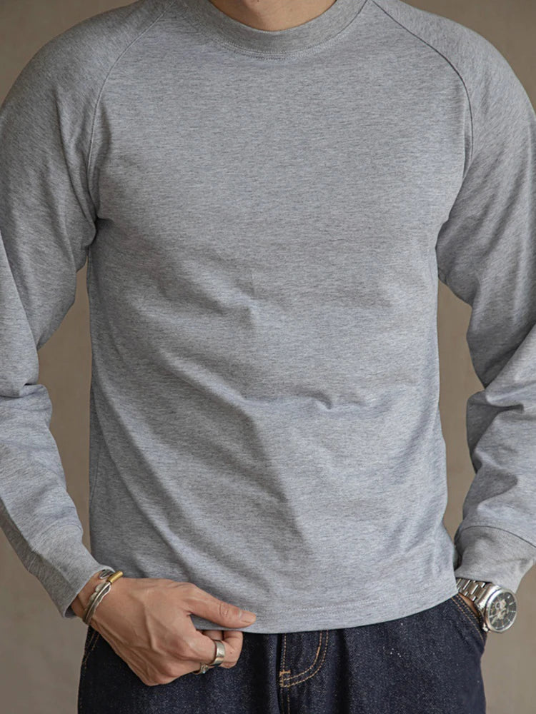 sanyamk - 2024 Spring Autumn Long Sleeve Casual T-shirts For Mens Fashion Loose Solid Color Cotton Tops Men Clothes Leisure Bottom T Shirt
