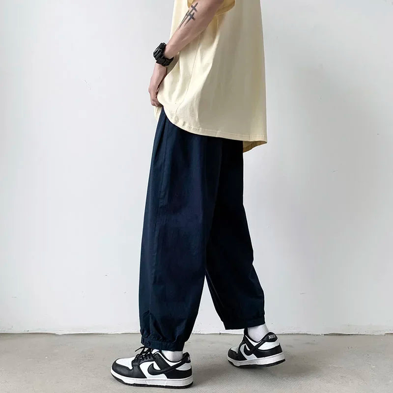 sanyamk - Mens Harem Pants Straight Streetwear Loose Ankle Length Unisex Sweatpants