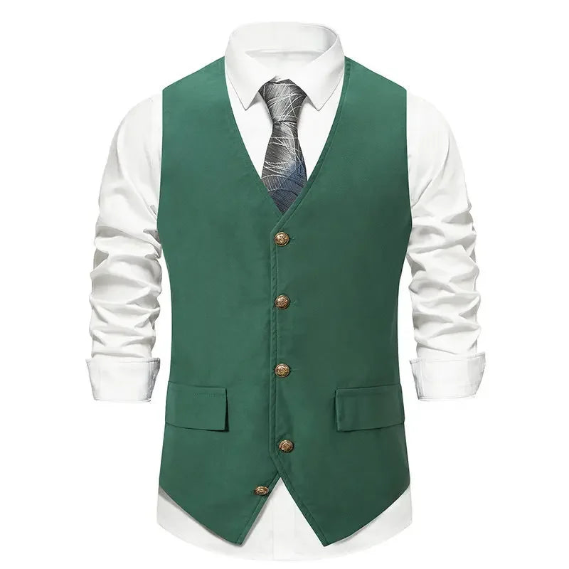 sanyamk - Men's Autumn and Winter New Suit Vest Solid Single Breasted Men's Vest