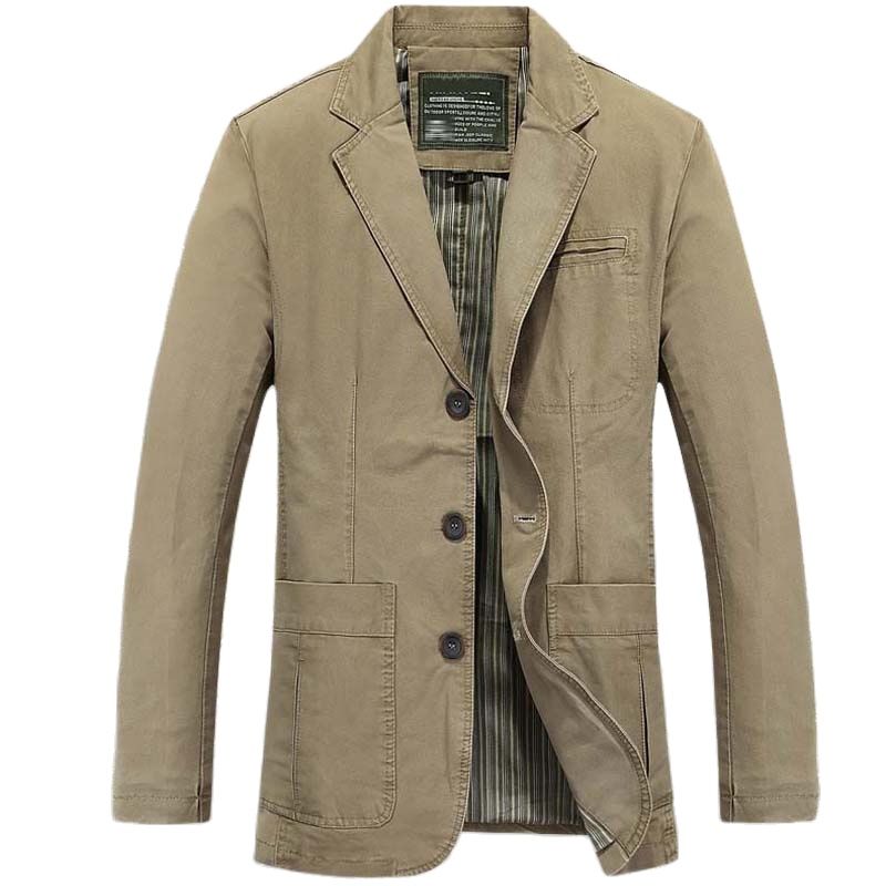 sanyamk Fashion Men Blazer Jacket Cotton Coat Casual Blazer Suits Military Style New Brand Man Clothing Plus Size M-4XL