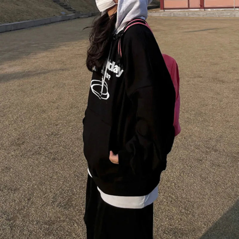 sanyamk - New Autumn Men's Hoodies Hooded Letter Printing Contrast Color Casual Drawstring Pullover Male Sweatshirts Tide 9C6906