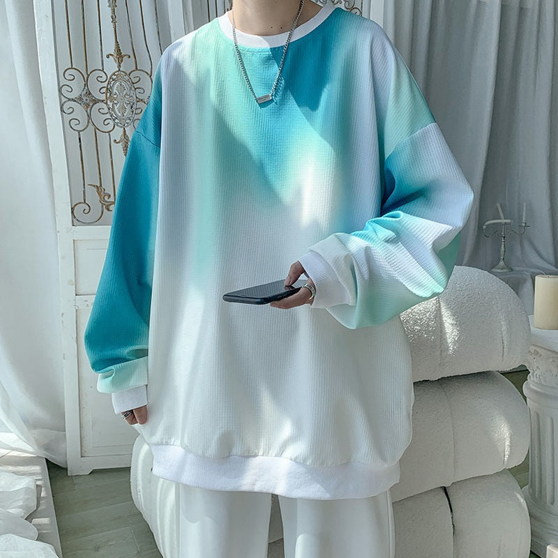 Bonsir Autumn Tie Dye Hoodie Men Fashion Casual O-neck Sweatshirt Men Streetwear Loose Hip Hop Pullover Hoodies Mens Hoody M-5XL