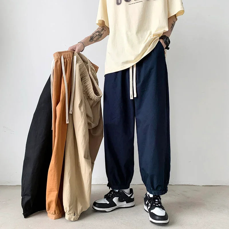 sanyamk - Mens Harem Pants Straight Streetwear Loose Ankle Length Unisex Sweatpants