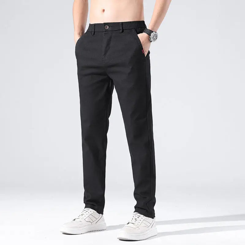 sanyamk Brand Cotton Slim Suit Pants Formal Business Men Elastic Waist Solid Color Long Casual Pant Male Slacks Trousers A316