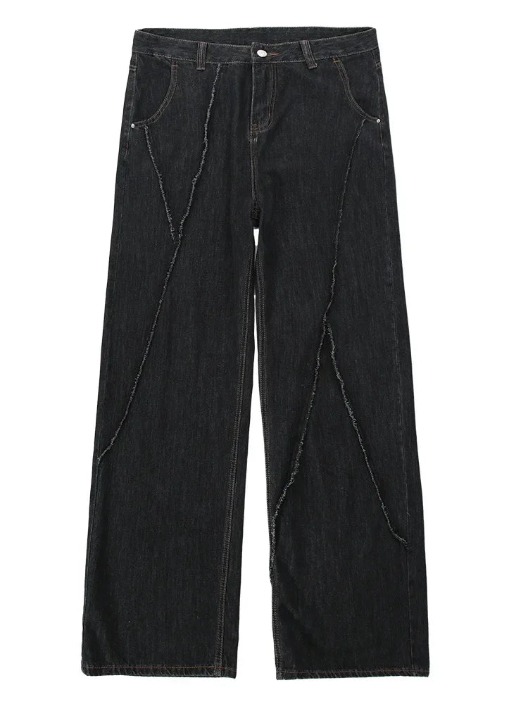 sanyamk Hip Hop Distressed Shabby Jeans Pants Men Ripped Patchwork Denim Trousers Male Oversize Loose Japanese Streetwear 5XL