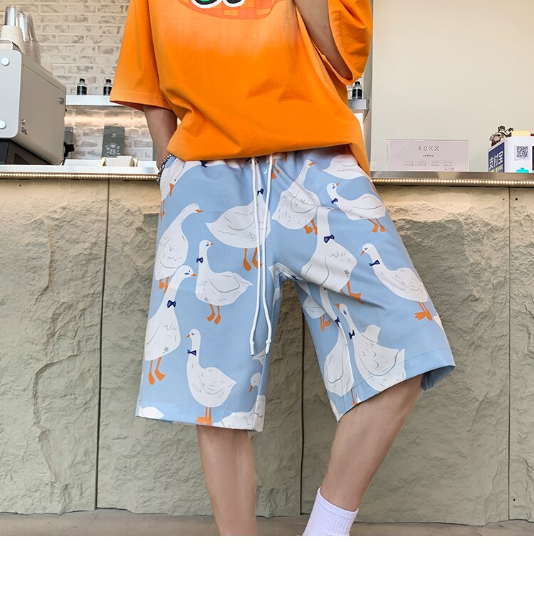 Bonsir Anime Graffiti Mens Summer Casual Shorts Neutral Fashion Hip Hop Cotton Sweat Short Pans Men's Joggers Beach Short Sweatpants