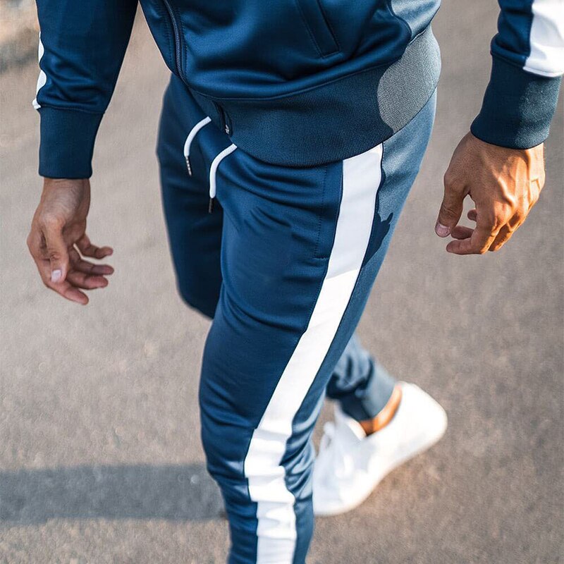 Bonsir Autumn Sweatsuits Men Tracksuit Slim Long Sleeve Zip-up Hooded Sweatshirt And Pants Suits Mens Gradient Fashion Two Piece Sets