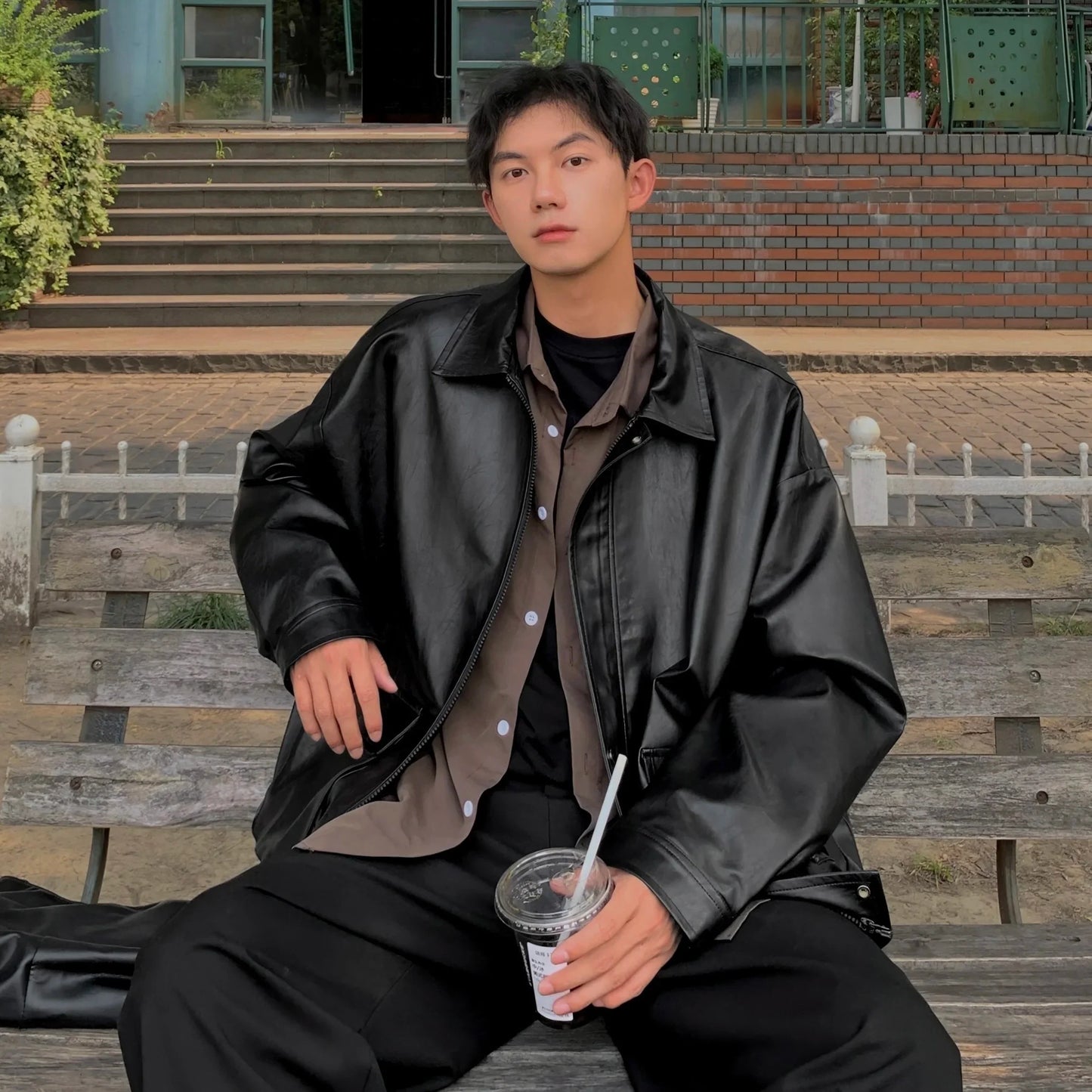 BONSIR - Vintage PU Leather Jacket Men 2024 New Big Pocket High Quality Jackets Mens Fashion Motorcycle Causal Coat 5XL-M