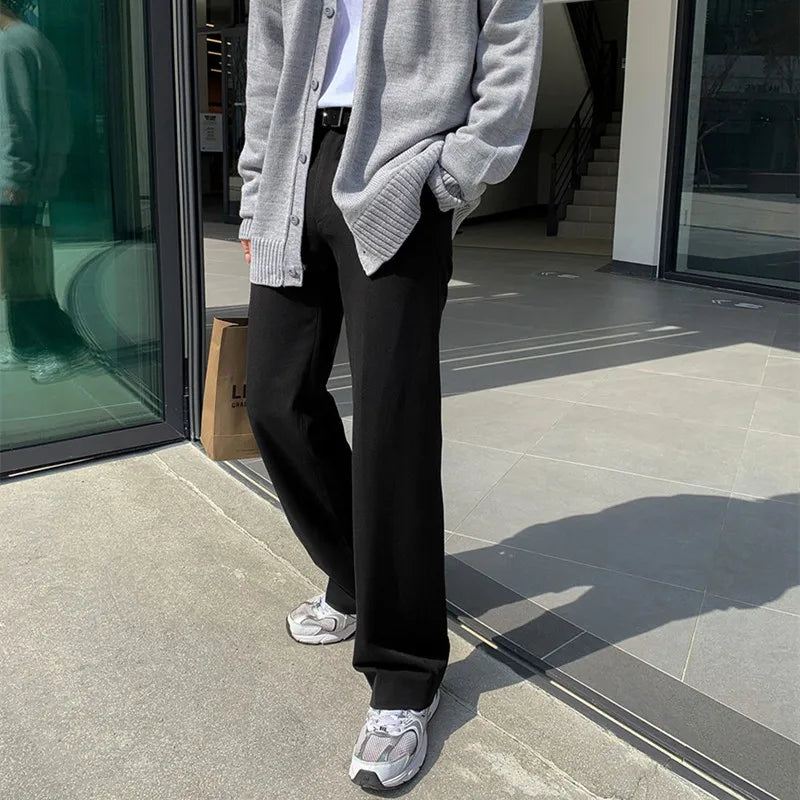 sanyamk Black Gray Suit Pants Men Fashionable Social Mens Dress Pants Korean Loose Casual Straight Trousers Mens Office Formal Pants