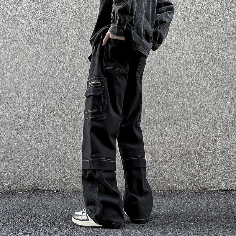 sanyamk - Hip Hop Tooling Pants Men Multi Pockets Cargo Pants Trousers Women Mens Streetwear Casual Pants Straight Loose Joggers Overalls