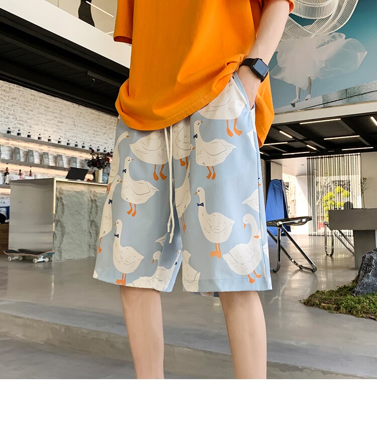 Bonsir Anime Graffiti Mens Summer Casual Shorts Neutral Fashion Hip Hop Cotton Sweat Short Pans Men's Joggers Beach Short Sweatpants