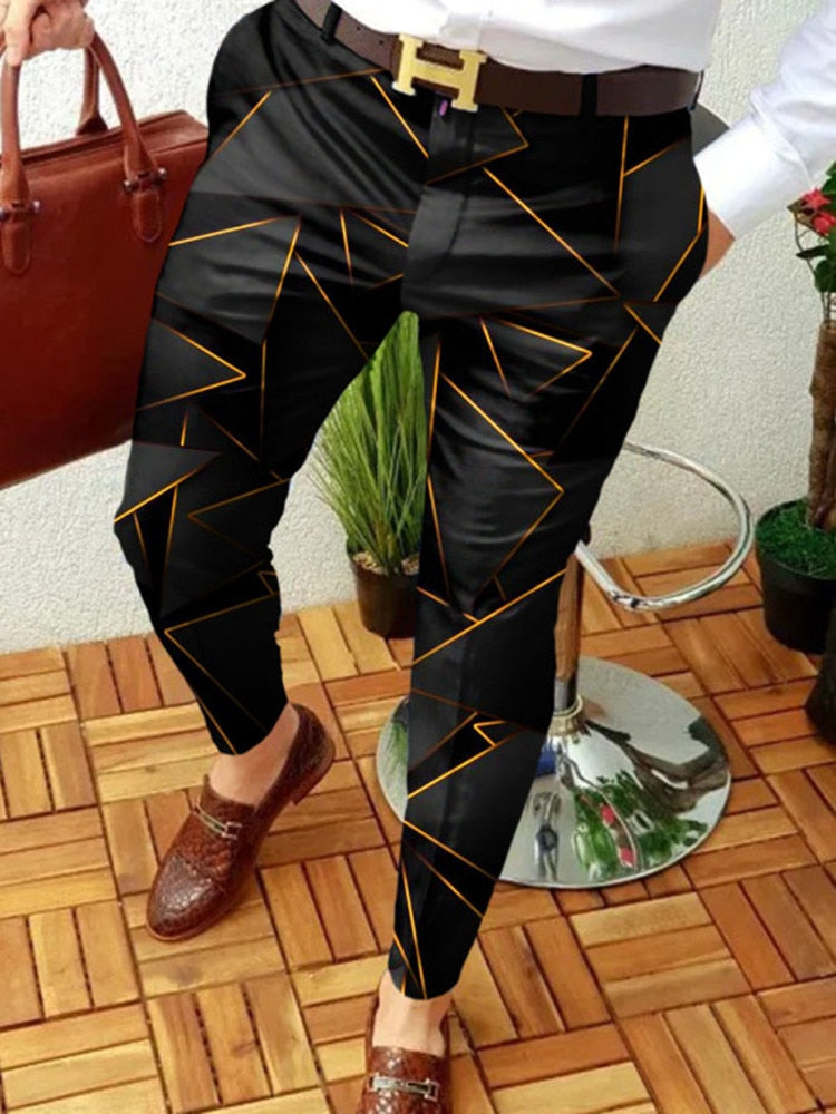 sanyamk New Smart Casual Fashion Men's Pants polka dot pattern Pants Thin Mid Waist Jogger Casual Trousers Suit Pants