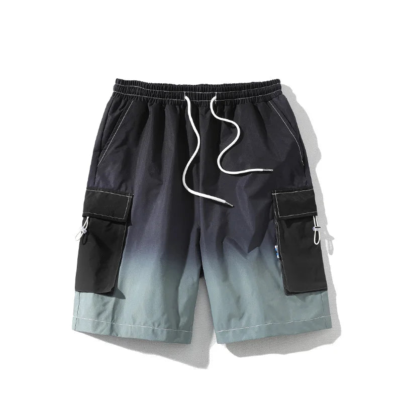sanyamk - Men's Gradient Straight Shorts Summer New Fashion Loose Short Pants Male Streetwear Casual Shorts Green/Yellow/Blue/salmon pink