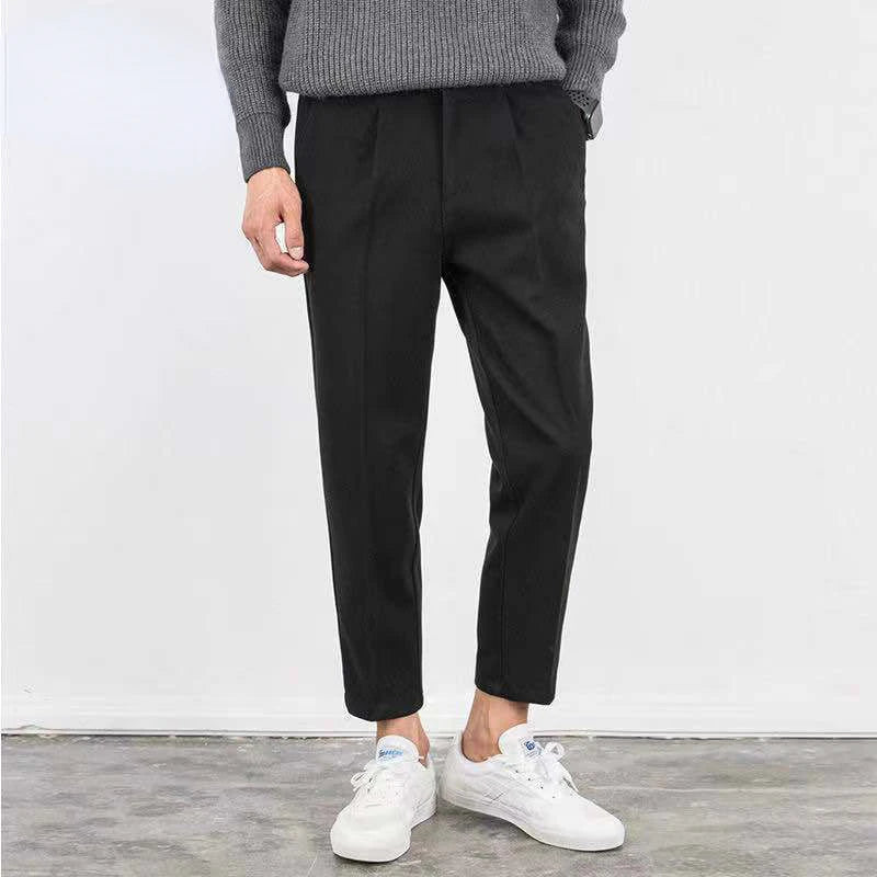 sanyamk Autumn Woolen Suit Pants Korean Style Woolen Dress Pants for Male Office Formal Wedding Business Casual Men Pants L44