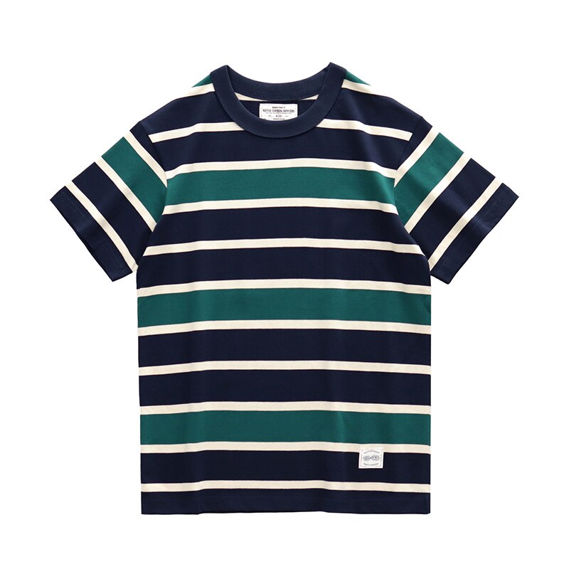 Bonsir Summer Stripe T-Shirt Men And Women Classic Streetwear Fashion Ins Trend Vintage O-Neck Cotton Youth Couple Short-Sleeved Tops