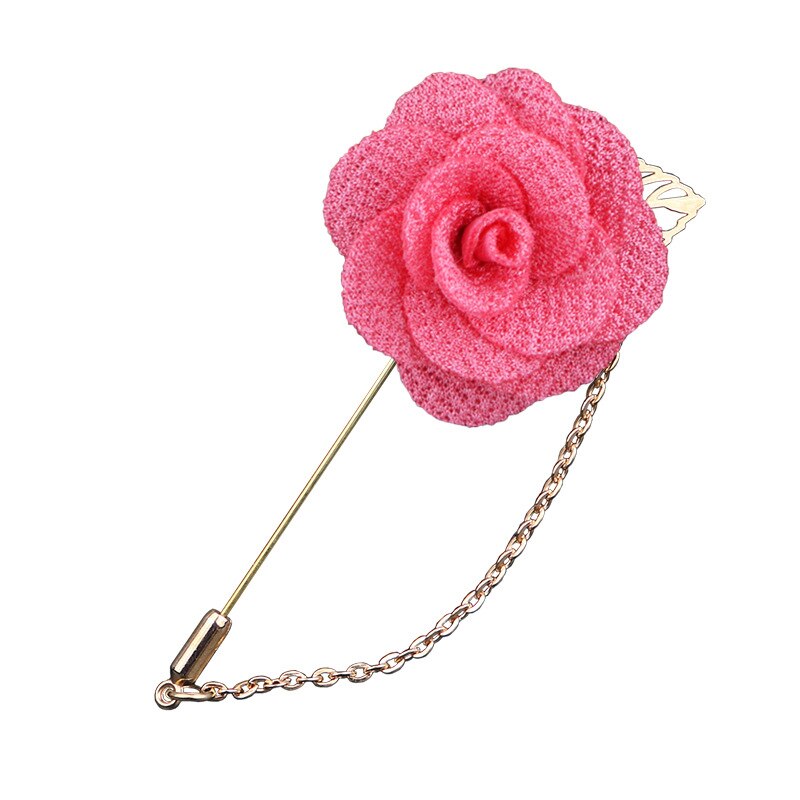 Korean Bridegroom Wedding Brooches Cloth Art Hand-made Rose Flower Brooch Lapel Pin Badge Tassel Chain Men's Suit Accessories