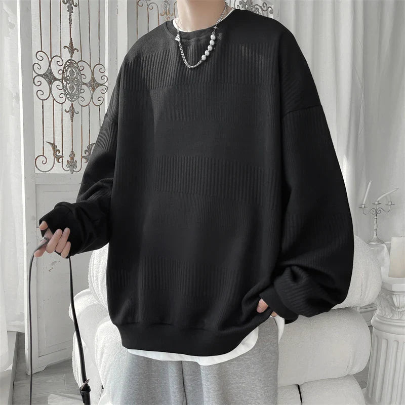 Bonsir 2024 Hoodies Jacquard Sweatshirt Mens White Pullover Streetwear Casual Fashion Clothes Mens Oversized Korean Harajuku T Shirt